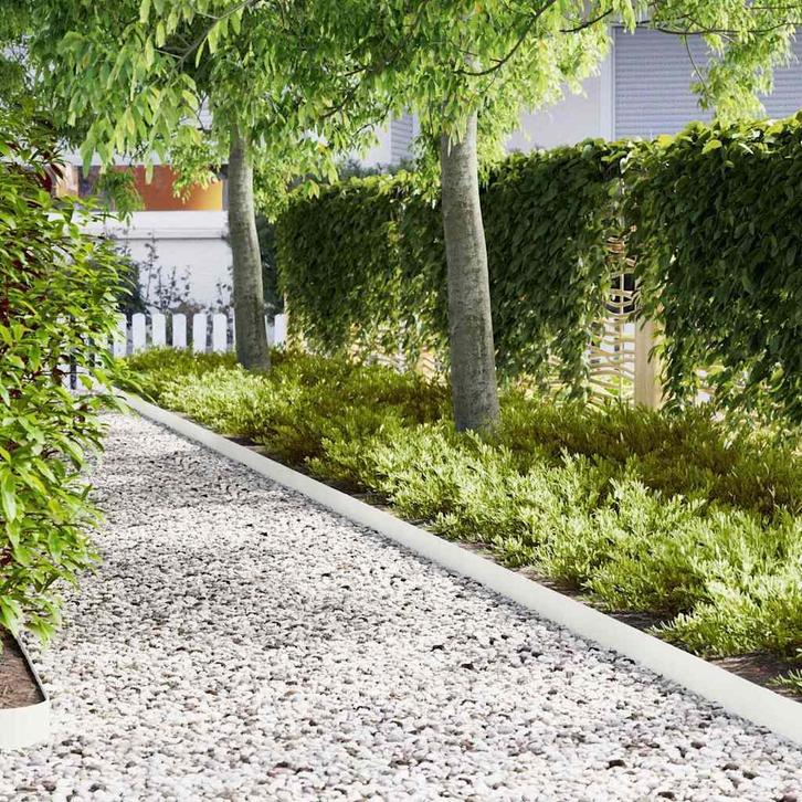 vidaXL Gazonranden 20 pcs Wit 100 x 0.5 x 15 cm Staal, Tuin en Terras, Bielzen en Borduren, Nieuw, Verzenden