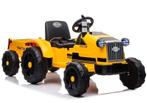 Elektrisch bestuurbare tractor met aanhanger - geel