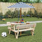vidaXL Picknicktafel voor 4 kinderen met parasol massief, Verzenden, Nieuw