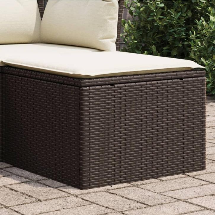 vidaXL Tuinkruk met kussen 55x55x37 cm poly rattan bruin, Jardin & Terrasse, Ensembles de jardin, Envoi