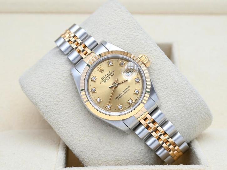 Rolex Lady-Datejust Ref. 69173 Year 1989 (Full Set), Handtassen en Accessoires, Horloges | Dames, Goud, Zo goed als nieuw, Goud