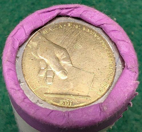 Malta. 2 Euro 2011 Elecciones (25 monedas) en rollo, Postzegels en Munten, Munten | Europa | Euromunten