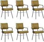 Set van 6 Olijfgroene leren industriële design, Huis en Inrichting, Overige kleuren, Nieuw, Ophalen of Verzenden, Vijf, Zes of meer stoelen