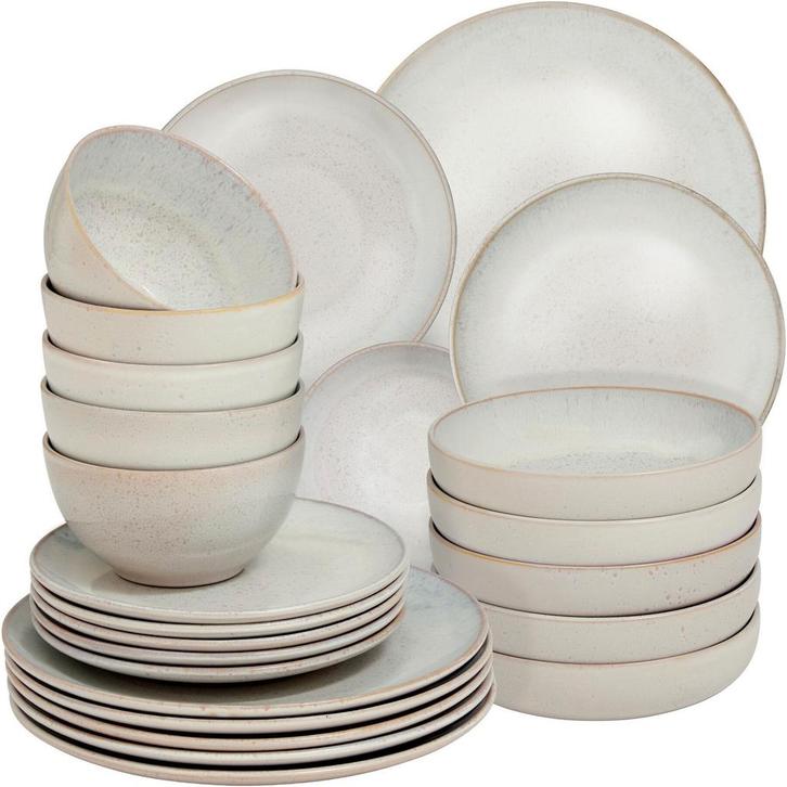 tectake Serviesset Mare van aardewerk, voor 6 personen - 24, Huis en Inrichting, Keuken | Servies, Verzenden