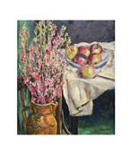 Post-impressionist school (XX) - Flowers and apples on a