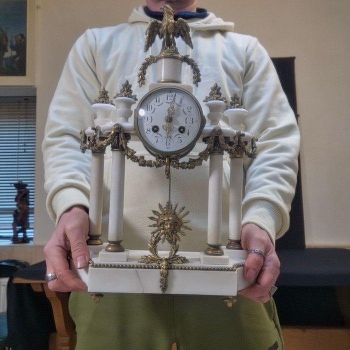 Portico klok Empire Brons, Marmer, Glas - 1850-1900 - Empire, Antiquités & Art, Antiquités | Horloges