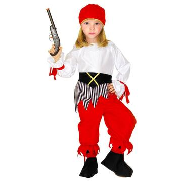 Piraat Kostuum Wit Rood Meisje, Kinderen en Baby's, Verzenden, Nieuw