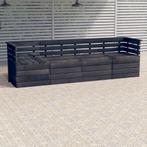 vidaXL Tuinbank 4-zits pallet massief grenenhout donkergrijs, Tuin en Terras, Nieuw, Verzenden