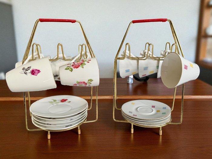 Rek - Metaal - Nederland - 2x1970s kop- en schotelrek, Antiek en Kunst, Curiosa en Brocante