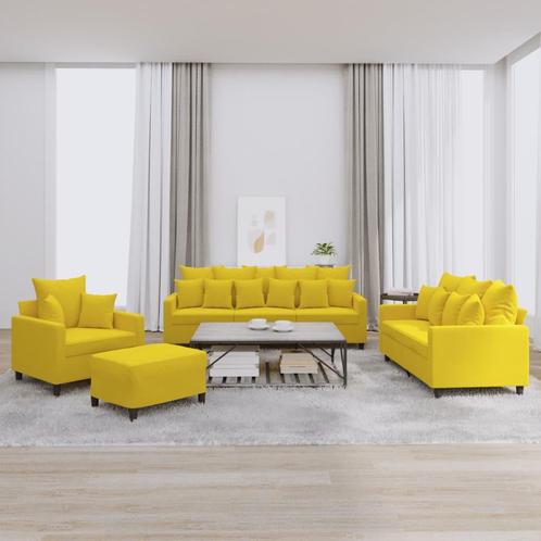 vidaXL Ensemble de canapés 4 pcs avec coussins Jaune, Huis en Inrichting, Zetels | Zetels, Verzenden