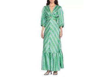 Veiling - Sandro Agnetta satijnen maxi-jurk maat 40 met bloe beschikbaar voor biedingen