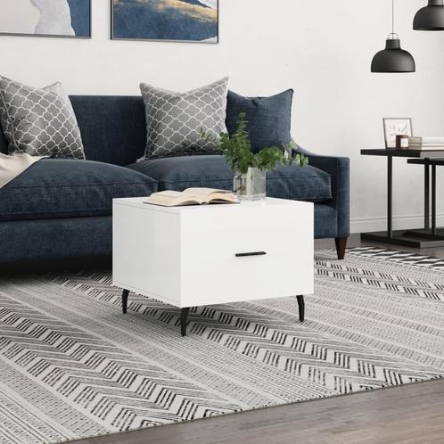 vidaXL Salontafel 50x50x40 cm bewerkt hout hoogglans wit, Huis en Inrichting, Tafels | Salontafels, Nieuw, Verzenden