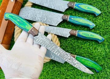Gold Deer - 5 Piece professional knives set - Hammered Steel