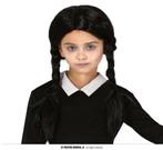 Halloween Pruik 2 Vlechtjes Zwart, Verzenden, Nieuw