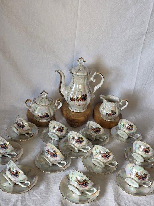 Service à café - véritable porcelaine d’Italie - à décor de, Antiek en Kunst, Antiek | Meubels | Tafels