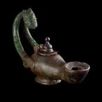 Oud-Romeins, Keizerrijk Brons Olielamp met satyr - Pan