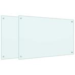 vidaXL Spatschermen keuken 2 st 80x50 cm gehard glas wit, Verzenden