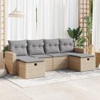 vidaXL 6-delige Loungeset met kussens poly rattan beige, Verzenden, Loungeset