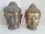 Twee bronzen Boeddha hoofden - Statue - Asie (Sans Prix de