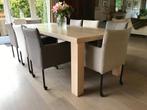 Set van 8 leren kuip eetkamerstoelen - met wieltjes -, Huis en Inrichting, Stoelen, Overige kleuren, Nieuw, Leer, Ophalen of Verzenden