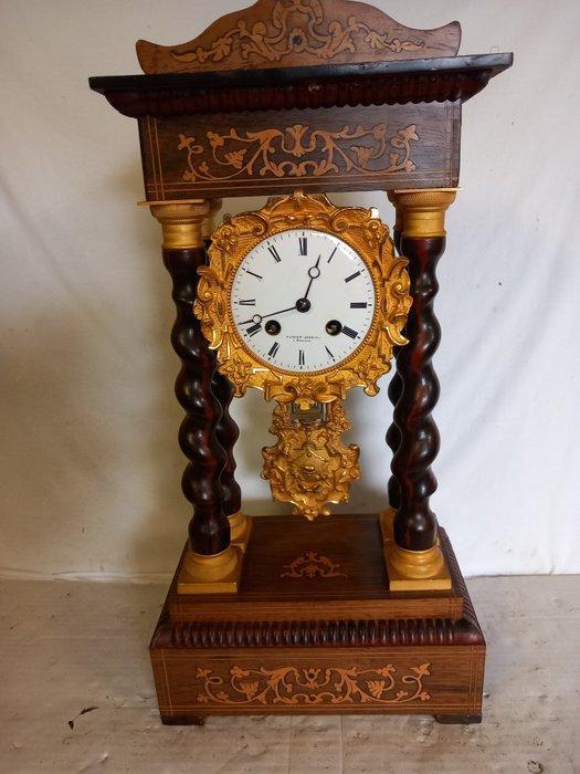Pendule portique - Antique Bois, Bronze, Émail - 1850-1900, Antiek en Kunst, Antiek | Klokken