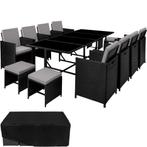 tectake Wicker zitgroep Palma 8+4+1 met beschermhoes - zwart, Verzenden, Nieuw