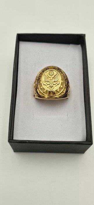 Bague militaire - Plaqué or 18 carats. Honneur - Loyauté et, Verzamelen, Militaria | Algemeen