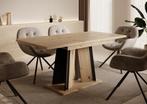 Meubella Eetkamertafel Eiken Zwart 160 cm - Uitschuifbaar, Huis en Inrichting, Tafels | Eettafels, Verzenden, Nieuw, 50 tot 100 cm