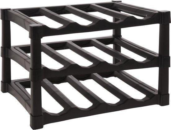 2dekans | Excellent Houseware Wijnrek / flessenrek - Zwart -, Huis en Inrichting, Woonaccessoires | Wijnrekken, Ophalen of Verzenden