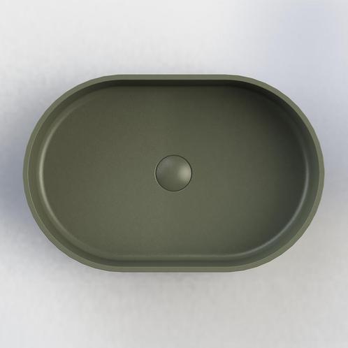 Opbouw Waskom Arcqua Case Ovaal 55x36 cm Mat Groen, Doe-het-zelf en Bouw, Sanitair, Overige typen, Nieuw, Ophalen of Verzenden