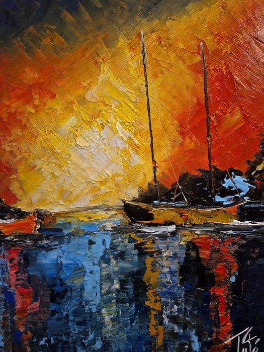 Laurent Pate (1970) - Couleurs plaisance ( bateaux marine, Antiek en Kunst, Kunst | Schilderijen | Modern