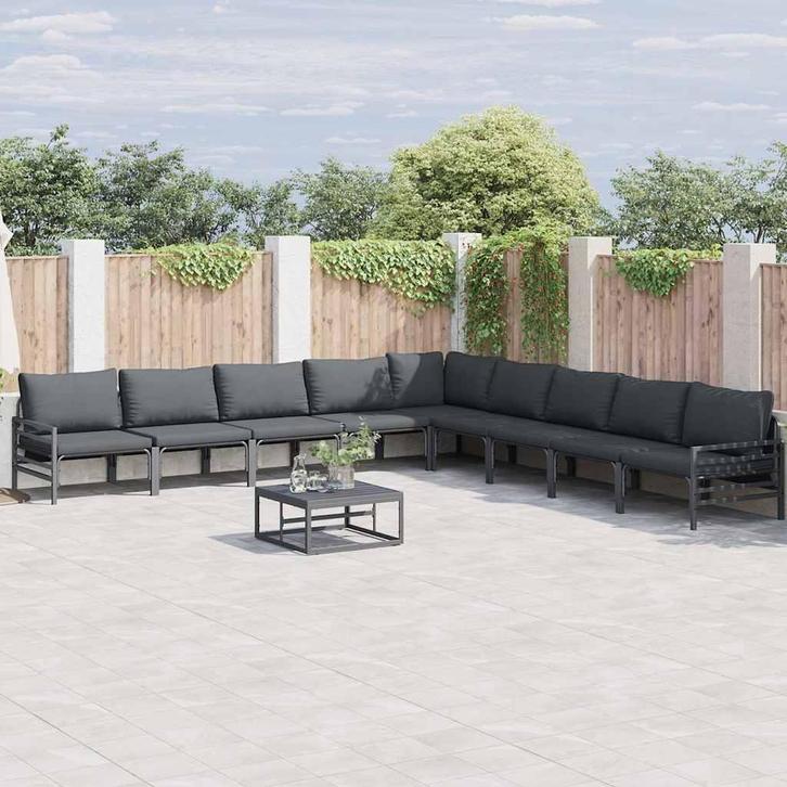 vidaXL Tuinbank Set Antraciet Staal, Tuin en Terras, Tuinsets en Loungesets, Nieuw, Verzenden