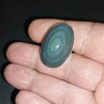 Prachtige ring van obsidiaan met hemeloog. Zeldzame blauwe