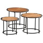 vidaXL Tables gigognes 3 pcs bois massif dacacia, Verzenden, Neuf