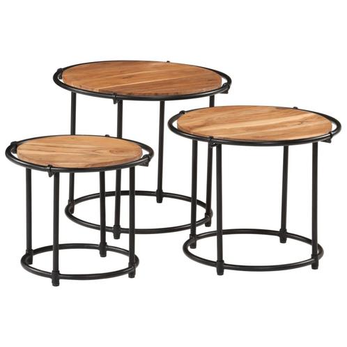 vidaXL Tables gigognes 3 pcs bois massif dacacia, Maison & Meubles, Tables | Tables de salon, Neuf, Envoi