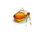 Broche ancienne en ambre naturel de la Baltique plaquée or -