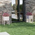vidaXL Plantenbakken 2 st 40x40x70 cm massief grenenhout wit, Tuin en Terras, Verzenden, Nieuw