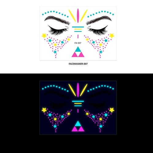 Gezicht Sticker Glow in the Dark FA-007, Kleding | Heren, Carnavalskleding en Feestkleding, Nieuw, Verzenden