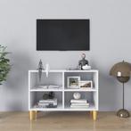 vidaXL Tv-meubel met massief houten poten 69,5x30x50 cm wit, Verzenden, Nieuw