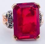 Zonder Minimumprijs - Ring - 9 kt. Roségoud, Zilver Robijn -, Nieuw