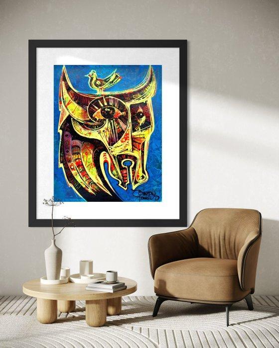 Simeon Gonzales - Torito con Ave XL, Antiek en Kunst, Kunst | Schilderijen | Modern