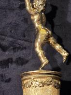 sculptuur, Cherubino su colonna - 25 cm - Verguld brons, Antiek en Kunst, Antiek | Keramiek en Aardewerk
