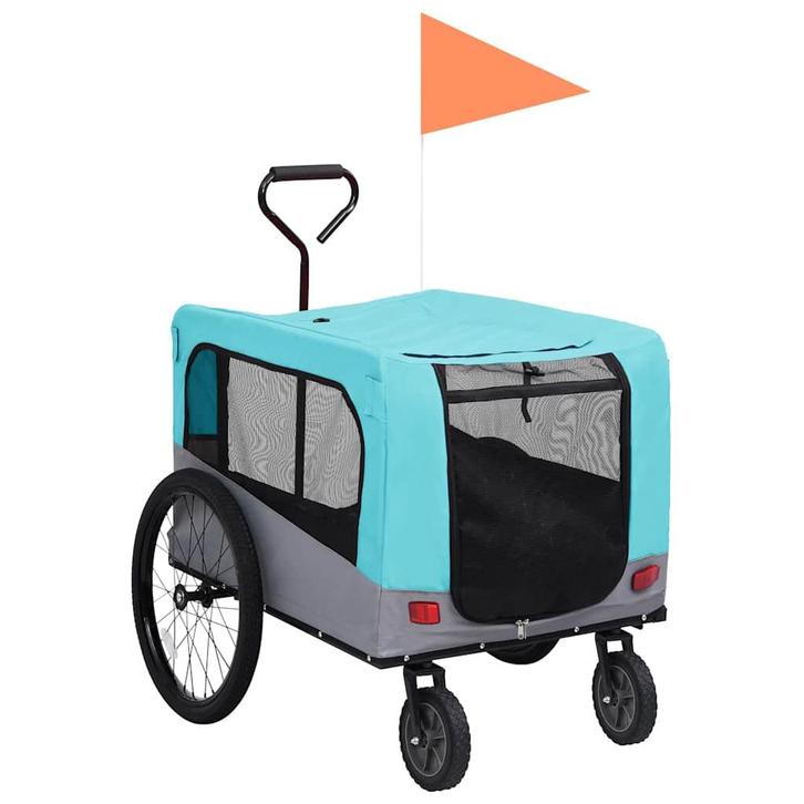 vidaXL Fietstrailer en hondenwagen 2-in-1 blauw en grijs, Dieren en Toebehoren, Overige Dieren-accessoires, Nieuw, Verzenden