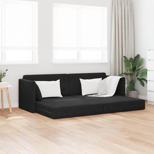 vidaXL Vloersofa Bed 2-in-1 Zwart 213x144x60 cm Velours, Huis en Inrichting, Zetels | Zetels, Nieuw, Verzenden