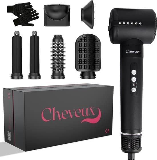 Cheveux 7-in-1 Airstyler PRO Zwart - Krultang - Fohnborstel, Handtassen en Accessoires, Uiterlijk | Haarverzorging, Zo goed als nieuw