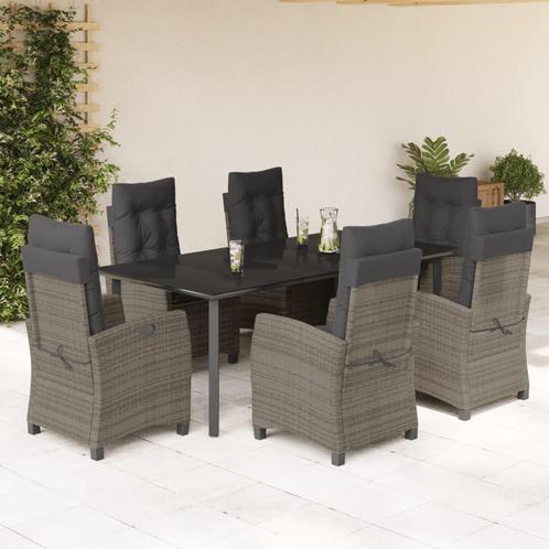 vidaXL 7-delige Tuinset met kussens poly rattan grijs, Tuin en Terras, Tuinsets en Loungesets, Tuinset, Nieuw, Verzenden