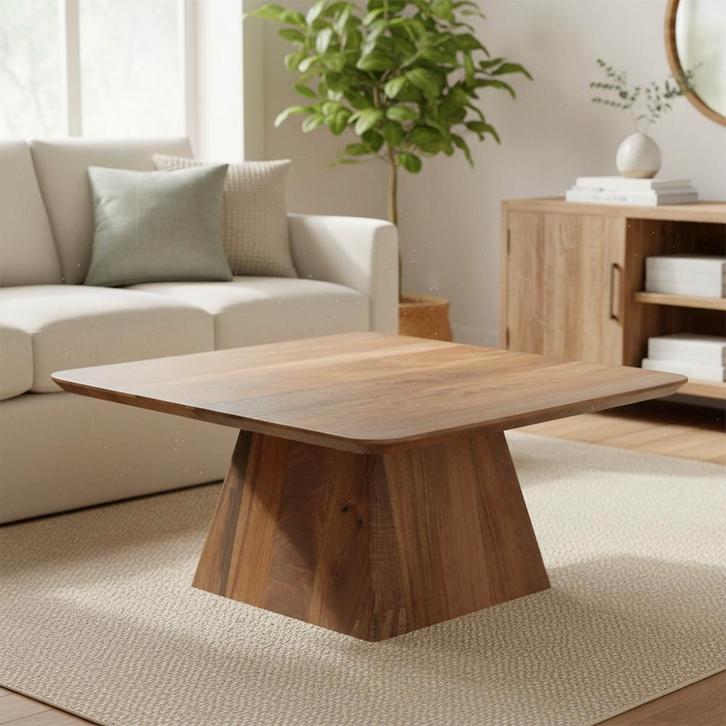 Salontafel Mangohout Salontafel Mick Vierkant 80x80 cm, Huis en Inrichting, Tafels | Salontafels, Nieuw, Overige houtsoorten, Vierkant