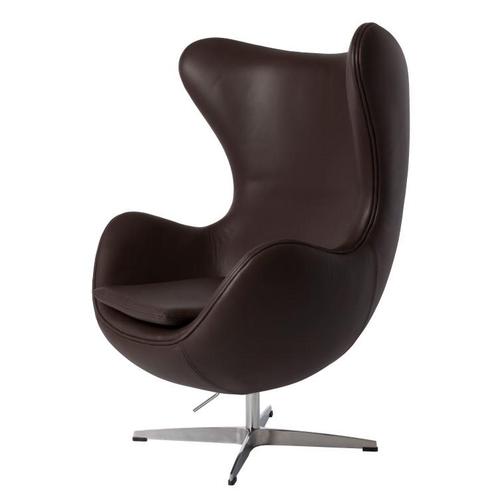 Lounge stoel Egg stoel Leder bruin, Huis en Inrichting, Fauteuils, Nieuw, Verzenden