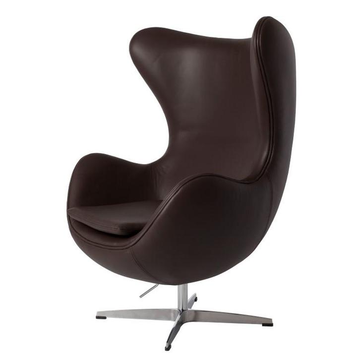 Lounge stoel Egg stoel Leder bruin, Huis en Inrichting, Fauteuils, Nieuw, Verzenden