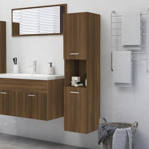 vidaXL Badkamerkast 30x30x130 cm bewerkt hout bruin, Maison & Meubles, Salle de bain | Meubles de Salle de bain, Envoi